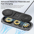 3 in 1 Fast Wireless Charger Stand for iPhone, Foldable Travel Charging Station for Magsafe for iPhone 17/Air/16/15/14/13/12 Series, Apple Watch Serie, AirPods pro/2/3/4, 2025 Christ mas Gifts (Black)