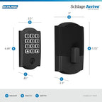 Schlage Arrive WiFi Deadbolt Smart Lock, Keyless Entry Door Lock with Camelot Trim, Matte Black, Compatible with Alexa and Google, BE459WB CAM 622
