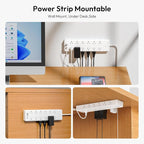 24 Widely Outlets Extension Cord 15 Ft NTONPOWER Long Extension Cord Surge Protector with 4 USB Ports,15A/1875W Power Strips with Surge Protection 4000J, Wall Mount Holes for Home, Office(White)