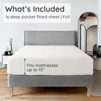 Bambaw 100% Viscose Derived from Bamboo Full Fitted Sheet Size, 15’’ Deep Pocket Full Fitted Sheets Only, Cooling Fitted Sheet with Corner Straps, Breathable Full Size Bed Fitted Sheet Only (Ivory)