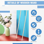 Bokon 2 Pieces Blind Wand Vertical Blinds Stick Replacement with Hook and Handle for Window Opener Accessory (Wood,17 Inch)