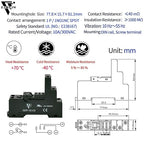 UL Listed 6 Pcs 12Amp Din Rail Relay 24V DC Relay Coil, 5 Pin SPDT 1NO 1NC with Test Button, LED Module Light, Socket Base, DIN Rail