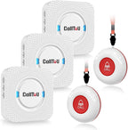 CallToU Wireless Caregiver Pager Call Button Call Bell Medical Alert System for Seniors Patients Elderly at Home 2 Waterproof Transmitters 3 Plugin Receivers