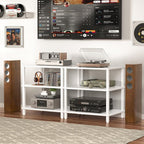 3-Tier AV Media Player Stand, white Stereo Cabinet, Modern Stereo Cabine,Game Console Shelf,Wooden TV Stand,Multifunctional Entertainment Center, Suitable for Home, Conference Room, Game Studio