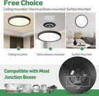 2PK 15.8 Inch Black LED Flush Mount Ceiling Light, 32W, 3480LM, 3000K/4000K/6000K CCT Selectable, Round Flat Panel Light Low Profile Ceiling Light Fitures for Hallway, Kitchen, Bedroom, Laundry Room
