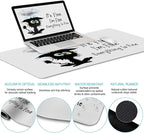 LIMKRIAN Desk Mat Set, Large Gaming Mouse Pad with Wrist Rest, Ergonomic Mouse Pad Keyboard Mat Wrist Support, Cup Coaster, Home Office Desk Accessories Decor Supplies, Funny Black Cat