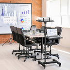 Projector Stand Tripod: 2 Shelves Mobile Laptop Cart Adjustable Height 45 to 64 Inches, Rolling Laptop Stand Cart with Ventilated Tray, Projector Tripod Stand on Wheels for Couch, Bedside, Meeting