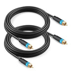 BlueRigger RCA Audio Subwoofer Cable (8FT - 2 Pack, Dual Shielded with Gold Plated RCA Connectors) – for Subwoofer, Amplifier, Home Theater