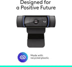 Logitech C920x HD Pro PC Webcam, Full HD 1080p/30fps Video, Clear Audio, HD Light Correction, Works with Microsoft Teams, Google Meet, Zoom, Nintendo Switch 2’s New GameChat Mode, Mac/Tablet- Black