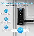 Aceele Keyless Entry Fingerprint Smart Door Lock, Built-in Wi-Fi, Electronic Lock for Front Door with Touch Digital Keypad and Handle, Automatic Door Knob for Apartment/Home/Bedroom(Black)