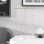 Justsoso Metal T-Bar Necklace Holder Stand, Necklace Hanging Display Stand, Tabletop Jewelry Organizer Stand for Necklace Bracelet Earring Display (Gold With Solid Acrylic Base)