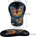 YIWEI Ergonomic Mouse Pad with Wrist Rest - Comfortable Office Mousepad with Memory Foam Wrist Support for Carpal Tunnel Relief, Mouse Pads with Non-Slip Base for Gaming and Home (Butterfly)
