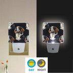 Pigsaly Led Night Light Watercolor Cute St Bernard Dogs Head Night Light Plug in Wall Lamp Smart Dusk to Dawn Sensor Nightlight Led Lamp Energy Saving Lights Gift for Kids Room Bedroom Bathroom Hallw