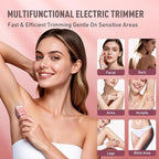 Crolanli Bikini Trimmer for Women, 3-in-1 Electric Razor for Women, IPX7 Waterproof Rechargeable Cordless Pubic Hair Shaver, with LED Display, for Ladies Bikini Pubic, Face, Underarms, Legs(Rose Gold)