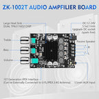 ZK 1002T Bluetooth 5.0 Amplifier Board, 2x100 Watt amp with TPA3116D2 Chip, Stereo Amplifier 2.0 Channel with Treble and Bass Control BT and AUX Inputs for DIY Speaker Kit
