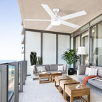 POCHFAN 60 Inch White Ceiling Fans with Lights and Remote Control,Quiet Modern Ceiling Fan for Bedroom,Living Room, Dining Room,Dimmable 3-Color Temperatures 6-Speed