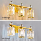 FDPBY Bathroom Vanity Lights 3-Light Gold Modern Crystal Vanity Light Fixtures Over Mirror Crystal Bathroom Vanity Lighting Fixtures