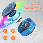 Shower Bluetooth Speaker IPX7 Waterproof, Portable Bluetooth Speakers with Suction Cup and Time Display, Crystal Sound&Bass LED Light 1100mAh, Wireless Shower Speaker for Outdoor/Kayak Dark Blue