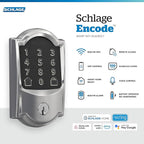 Schlage Encode Smart WiFi Deadbolt with Camelot Trim In Bright Chrome