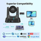 TONGVEO PTZ Camera HDMI/USB 10X Optical Zoom 60fps 1080P Video Conference Camera for Church Worship Live Streaming Meeting Online Learn with Zoom YouTube OBS and More