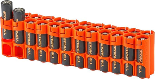 AA Battery Storage Caddy by Storacell, Orange - Holds 24 Batteries (Not Included)