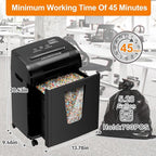 Suntiko Paper Shredder, 18-Sheet Cross Cut Level P-4, Shred Paper/Credit Card/CD, with Large Pull Out Bin，Insert Auto Jam Proof System Shredder for Home&Office