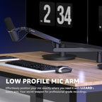 IXTECH Mic Arm Desk Mount, Low Profile 360° Swivel Mic Boom Arm, Adjustable Microphone Arm with Detachable Rise Column and Built-In Cable Management for Streaming and Recording.