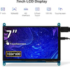 ELECROW 7 Inch 1024×600 Touchscreen for Raspberry Pi: IPS Capacitive Touch Screen LCD Display, Mini Portable Monitor Compatible with Raspberry Pi 5/4/3 BB Black Banana Pi Windows 11/10/8/7 Driver Free