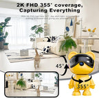 dzcctvipc-Cute Bear-2K Smart-Robot Security-Camera Wireless - Nanny & Pet Motion Monitor with Mobile App,Baby Cry Detection Alarm,5G Dual-Band,Pan-Tilt,Full HD Night Vision,24/7 Recording,2-Way Audio