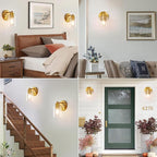 SOPEAS 1-Light Wall Sconce Gold,Vanity Light, Wall Mount Bathroom Mirror Fixtures, Brass Bathroom Light fixtures with Clear Glass Shade for Bedroom, Entrance, Hallway, Living Room (1 Pack)