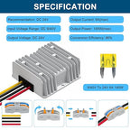 24V 145W DC-DC Converter Voltage Regulator, Step Down/Up 9V-40V to 24V 6A, Waterproof Module Power Supply for Golf Cart Accessories, Club Car