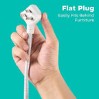 KMC 2-Outlet Mini Surge Protector Power Strip, 1 USB-C & 2 USB-A Ports, 245J Surge Protection, 5ft Braided Cord, 3-Prong Low-Profile Flat Plug, UL/ETL Certified, White