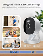 FAMVIVA 2K Security Camera, Outdoor/Indoor for Home, Pet, Baby, Nanny, IP65 Waterproof Color Night Vision, White Light & Siren, Recording, Motion Detection, Compatible with Alexa,White-2P