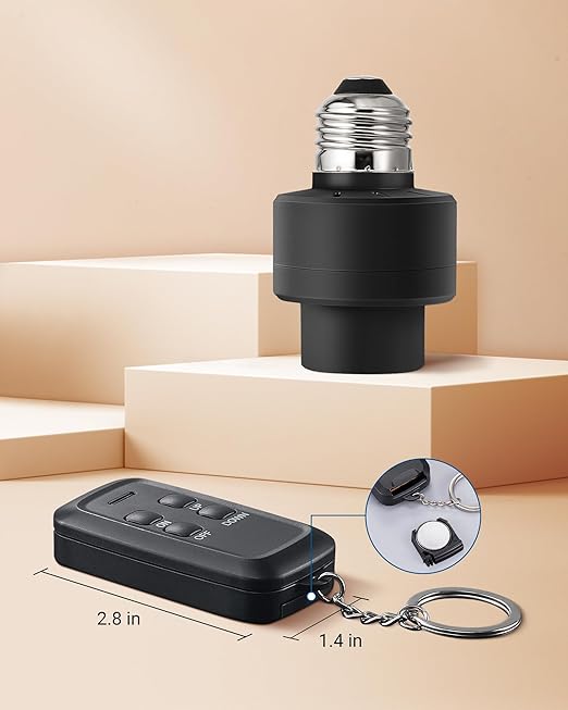 DEWENWILS Remote Control Light Socket with Dimmer, Wireless Light Switch, Wireless Light Bulbs Socket Switch, E26 E27 Base, 100FT Range, No Wiring, for Closet, Garage, Basement, ETL Listed, Black