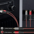 Tiierzon RCA Cable 40Ft,2Rca Male to 2-RCA Male Audio Stereo Subwoofer Cable [Hi-Fi Sound] Nylon-Braided Auxiliary Audio Cord for Home Theater, HDTV, Amplifiers, Hi-Fi Systems,Speakers and etc (40Ft)