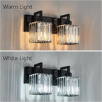FDPBY Modern Bathroom Vanity Light 2-Lights Plating Black Vanity Light Crystal Wall Light Bathroom Light Fixtures