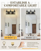 Beionxii Black Bathroom Vanity Light, 3-Light Bathroom Light Fixtures with Clear Glass Shade, Modern Vanity Lights Over Mirror Living Room Hallway, BX-VL03MB-3CG