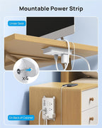TROND Power Strip with USB, Surge Protector Flat Plug with 5 Widely-Spaced Outlets and 4 USB Ports, ETL Listed, 1300J, Wall Mountable, 5ft Extension Cord, for Office Kitchen, White