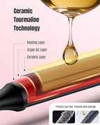 Mescomb 1.25 inch Long Barrel Curling Iron 1 1/4 inch with 8 Heat Settings, 10-Minute Curls, Ceramic Curling Iron, 30s Fast-Heating, Beach Waver/Volumized/, 110-240V for Travel, 60 Mins Auto Off