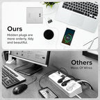 Vagueior Recessed Flat Hidden Floor Electrical Outlet Box Kit,Stainless Steel Cover with 4 * 20A Tamper-Resistant Receptacle Outlet and 5V/4.8A USB Port,UL Certified,Silver