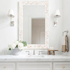 Tanmicoshomy 20x 28 Inch Rectangle Wall Mirror, Natural Shell Framed Rectangular Mirror for Bathroom, Vanity, Bedroom, Living Room, Entryway, Wall Mounted Horizontal or Vertical, White