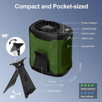 FlarePoint Portable 4-in-1 Waist/Neck/Desk Fan with Phone Stand & LED Light | 10000RPM Ultra-Fast Cooling, 4-Speed Rechargeable Battery | Lightweight for Indoor, Outdoor, Camping, Makeup(Green)