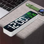 Digital Clock, Clock for Bedroom, Clocks for Living Room Decor, Desk Table Clock, Alarm Clock Large Display with Date Week Temperature, Automatic Brightness Dimmer, Smart Cool Modern (White green)