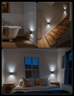 Brightown 2 Pack Black Night Lights Plug into Wall, Modern Night Light with Rotating Plug, Dusk to Dawn Sensor, 0-100LM Stepless Dimming Aora Night Light for Hallway Bedroom Bathroom, Pure White