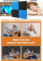 Sound Proof Foam Panels for Wall 48 Pack Acoustic Panels Sound Absorbing 1" X 12" X 12" Fire-Proofed Soundproofing Foam High Density Sound Dampening Panels for Room Studio Blue Black