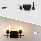 VONLUCE Bathroom Vanity Light, 2 Light Bathroom Light Fixture Over Mirror, Bathroom Wall Lamp with Clear Glass, Modern Black Vanity Lighting fixtures for Bathroom, Bedroom, Hallway
