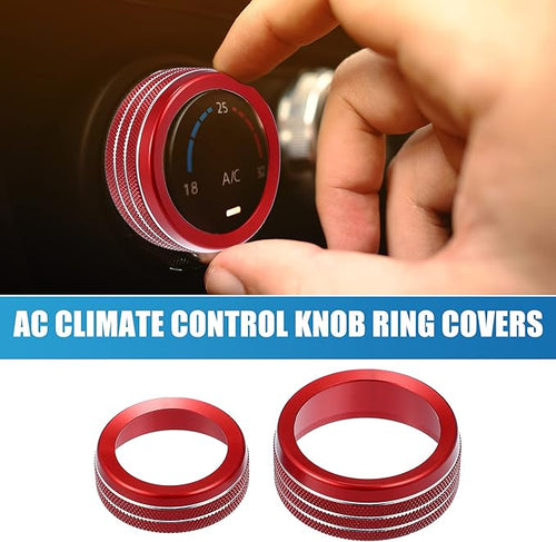 A ABSOPRO AC Knobs Decals AC Radio Switch Knob Cover for Dodge Durango 2014-2020 for Jeep Cherokee Grand Cherokee 2014-2021 Red (Set of 3)