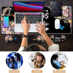 Ergonomic Keyboard Wrist Rest & Mouse Pad Wrist Rest Set, 31.5"x 11.8" Large XXL Gaming Desk Pad Memory Foam Non-Slip Desk Mat for Office & Home, Vintage Watercolor Floral Quote Chaos Coordinator