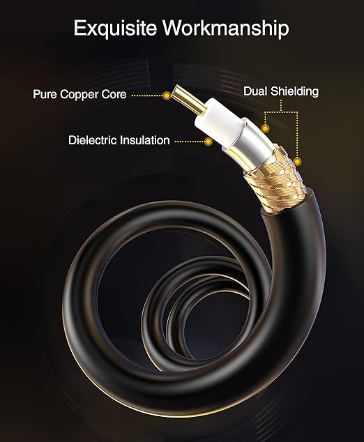 BlueRigger RCA Audio Subwoofer Cable (75FT, Dual Shielded, Gold Plated RCA Connectors) – for Subwoofer, Amplifier, Home Theater