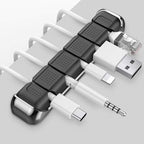 AHASTYLE Cable Organizer Holder 5 Slots Desktop Cord Wire Clips Keeper for Organizing USB Cable/Power Cord/Wire Home Office and Car (Black)
